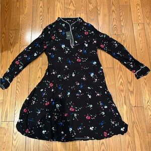 Maje Black Dress with Floral Accents
